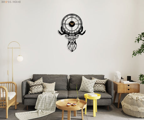 Deer Head Wall Clock - BrossHome Metal Wall Art