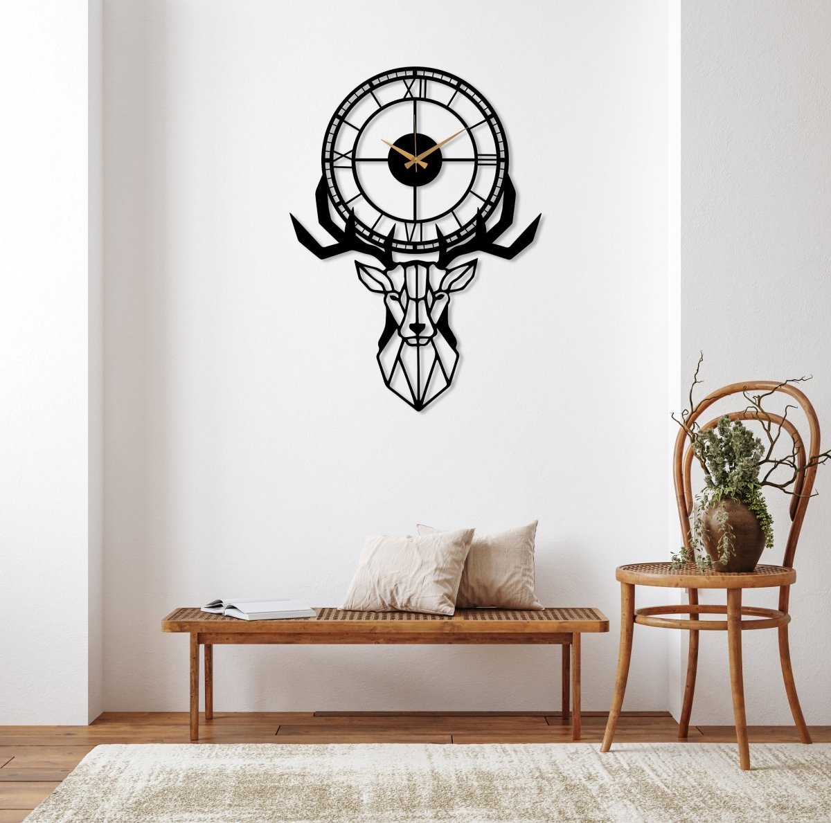 Deer Head Wall Clock - BrossHome Metal Wall Art