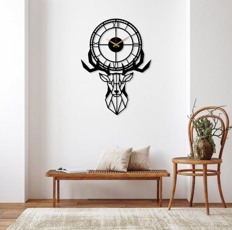 Deer Head Wall Clock - BrossHome Metal Wall Art