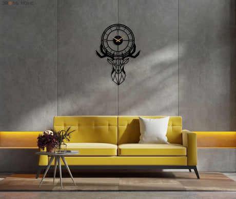 Deer Head Wall Clock - BrossHome Metal Wall Art