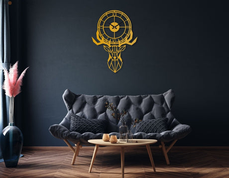 Deer Head Wall Clock - BrossHome Metal Wall Art