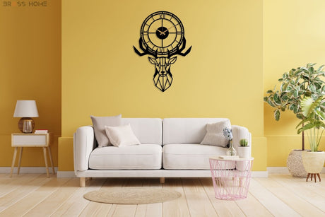 Deer Head Wall Clock - BrossHome Metal Wall Art