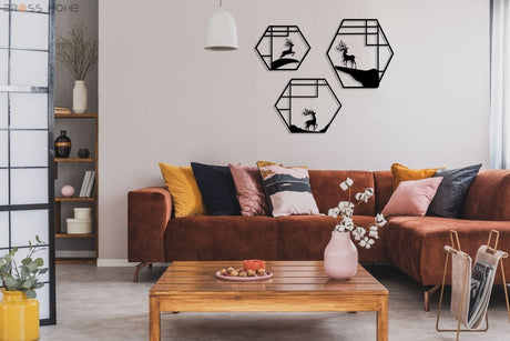 Deer Metal Wall Art (Set Of 3) - BrossHome Metal Wall Art