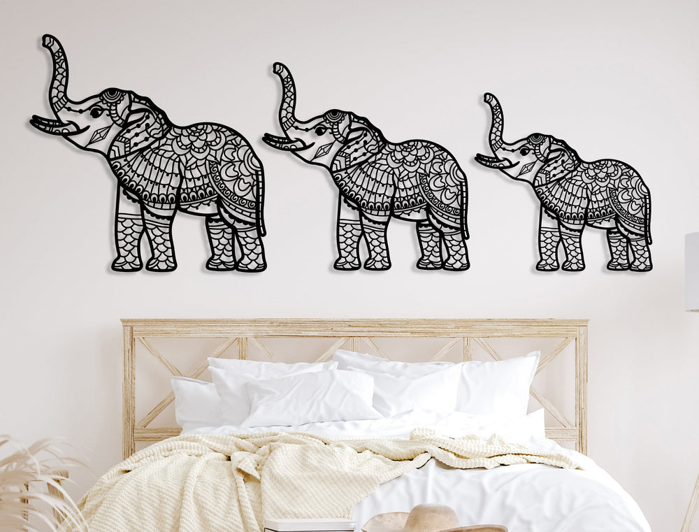 Elephant Metal Wall Art (Set Of 3) - BrossHome