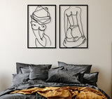 Female Body Cut Metal Wall Art (Set Of 2) - BrossHome Metal Wall Art