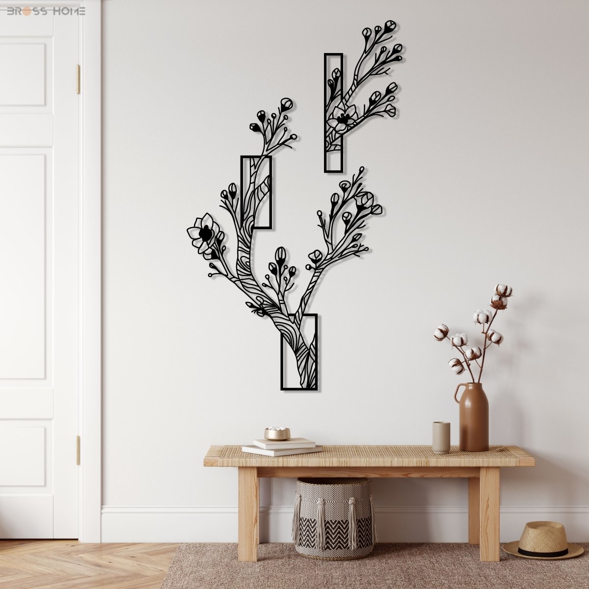 Flower Tree Wall Art (Set Of 2) - BrossHome Metal Wall Art