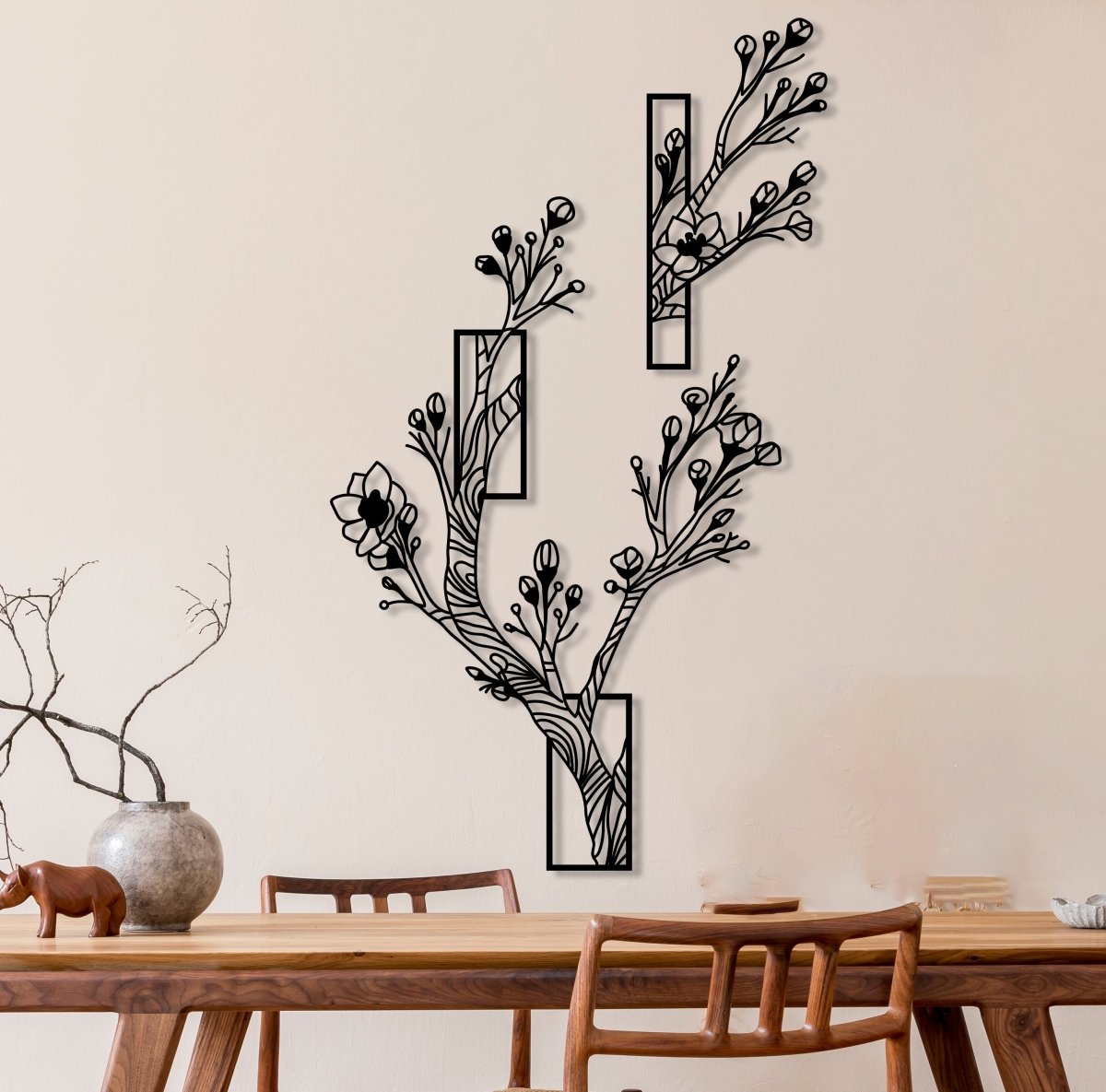Flower Tree Wall Art (Set Of 2) - BrossHome Metal Wall Art