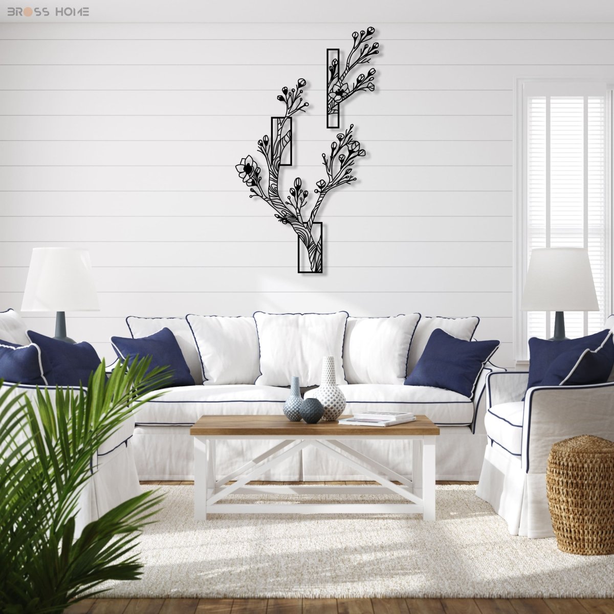 Flower Tree Wall Art (Set Of 2) - BrossHome Metal Wall Art