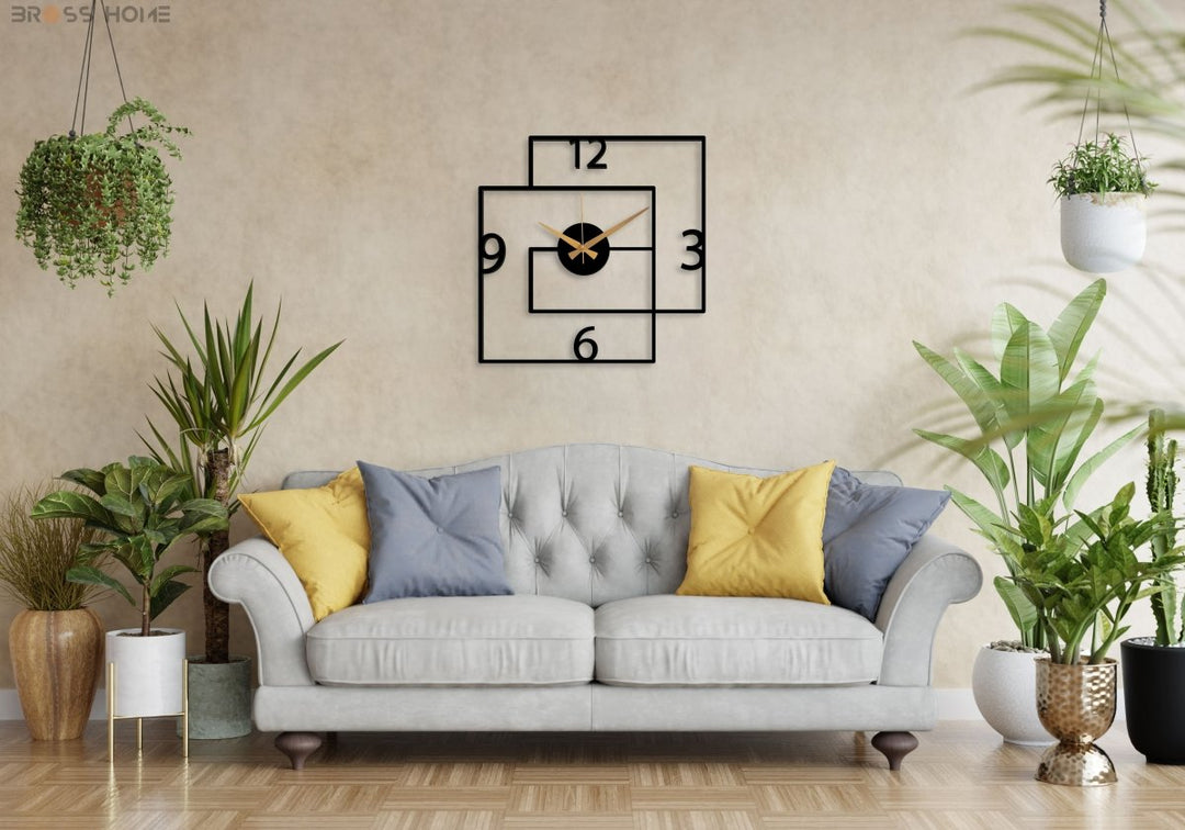 Geometric Metal Wall Clock - BrossHome Metal Wall Art