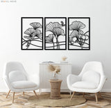 Ginkgo Leaf Metal Wall Art (Set Of 3) - BrossHome Metal Wall Art