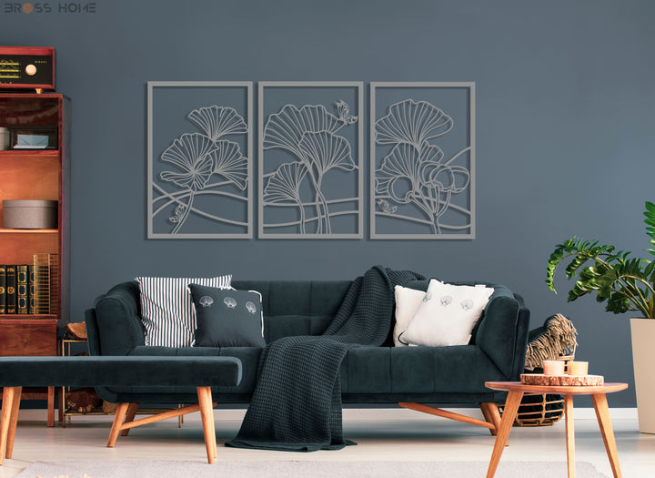 Ginkgo Leaf Metal Wall Art (Set Of 3) - BrossHome