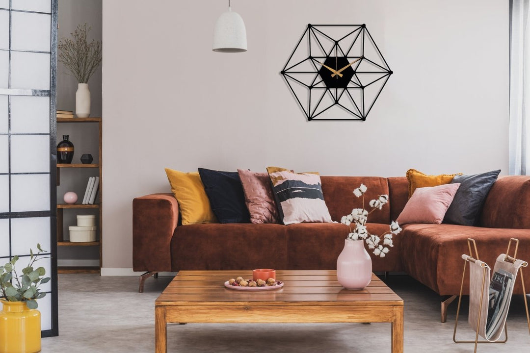 Hexagon Wall Clock - BrossHome Metal Wall Art
