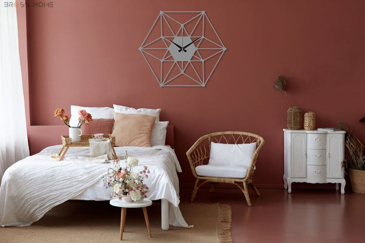 Hexagon Wall Clock - BrossHome Metal Wall Art