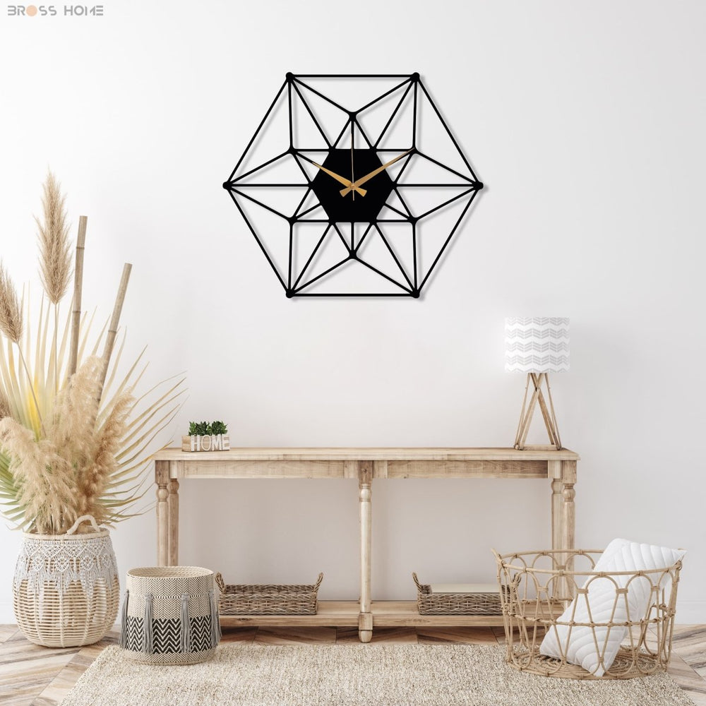 Hexagon Wall Clock - BrossHome Metal Wall Art