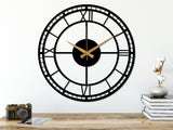 Large Black Wrought Iron Clock - BrossHome Metal Wall Art