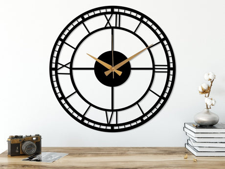 Large Black Wrought Iron Clock - BrossHome Metal Wall Art