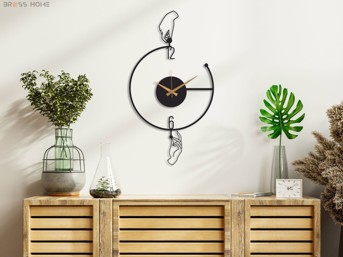 Large Minimalist Modern Metal Wall Clock - BrossHome Metal Wall Art
