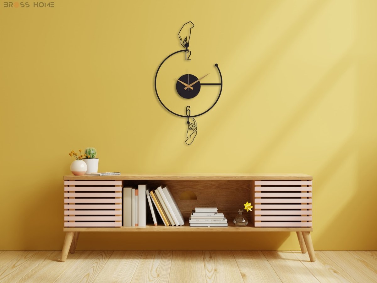 Large Minimalist Modern Metal Wall Clock - BrossHome Metal Wall Art