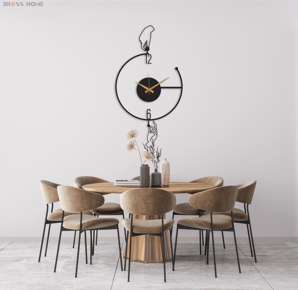 Large Minimalist Modern Metal Wall Clock - BrossHome Metal Wall Art