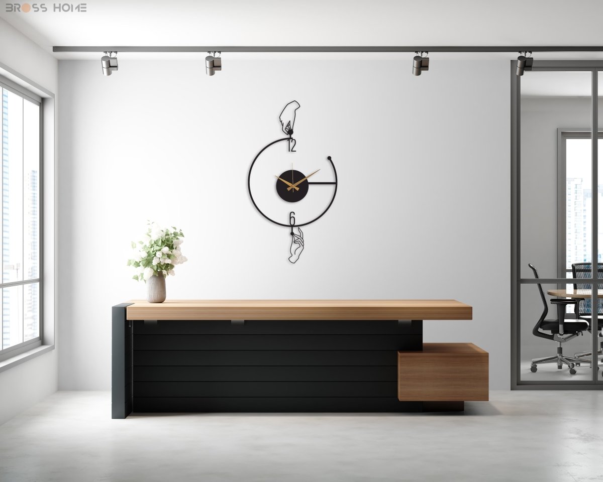 Large Minimalist Modern Metal Wall Clock - BrossHome Metal Wall Art