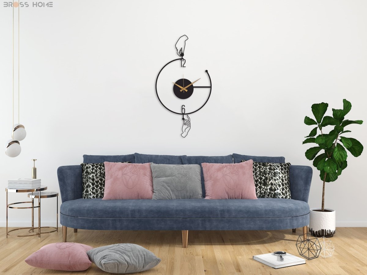 Large Minimalist Modern Metal Wall Clock - BrossHome Metal Wall Art