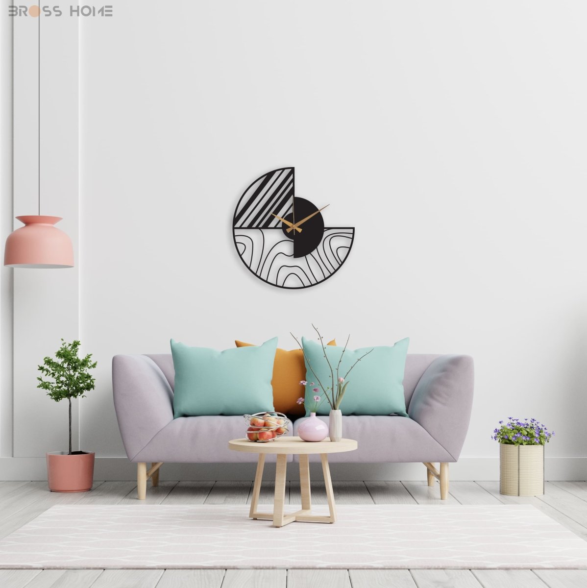 Large Minimalist Wall Clock - BrossHome Metal Wall Art