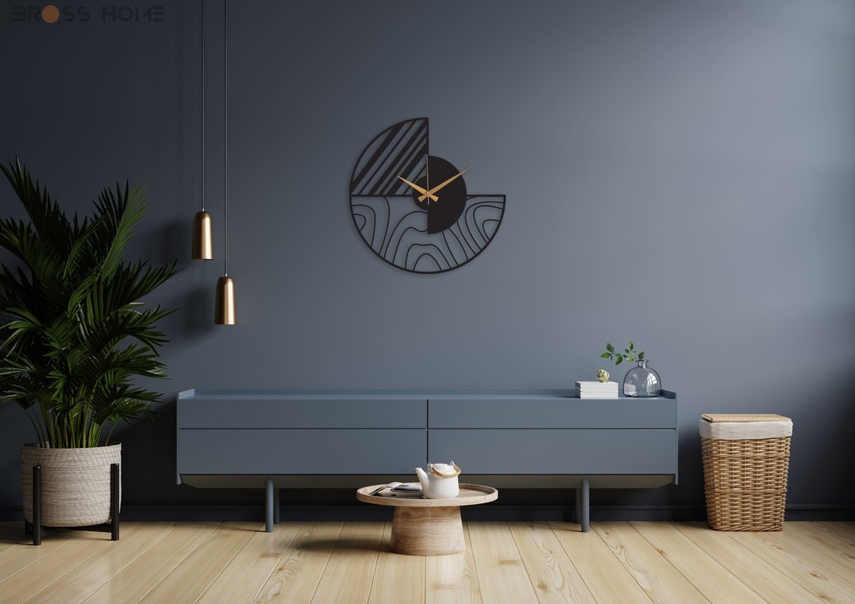 Large Minimalist Wall Clock - BrossHome Metal Wall Art