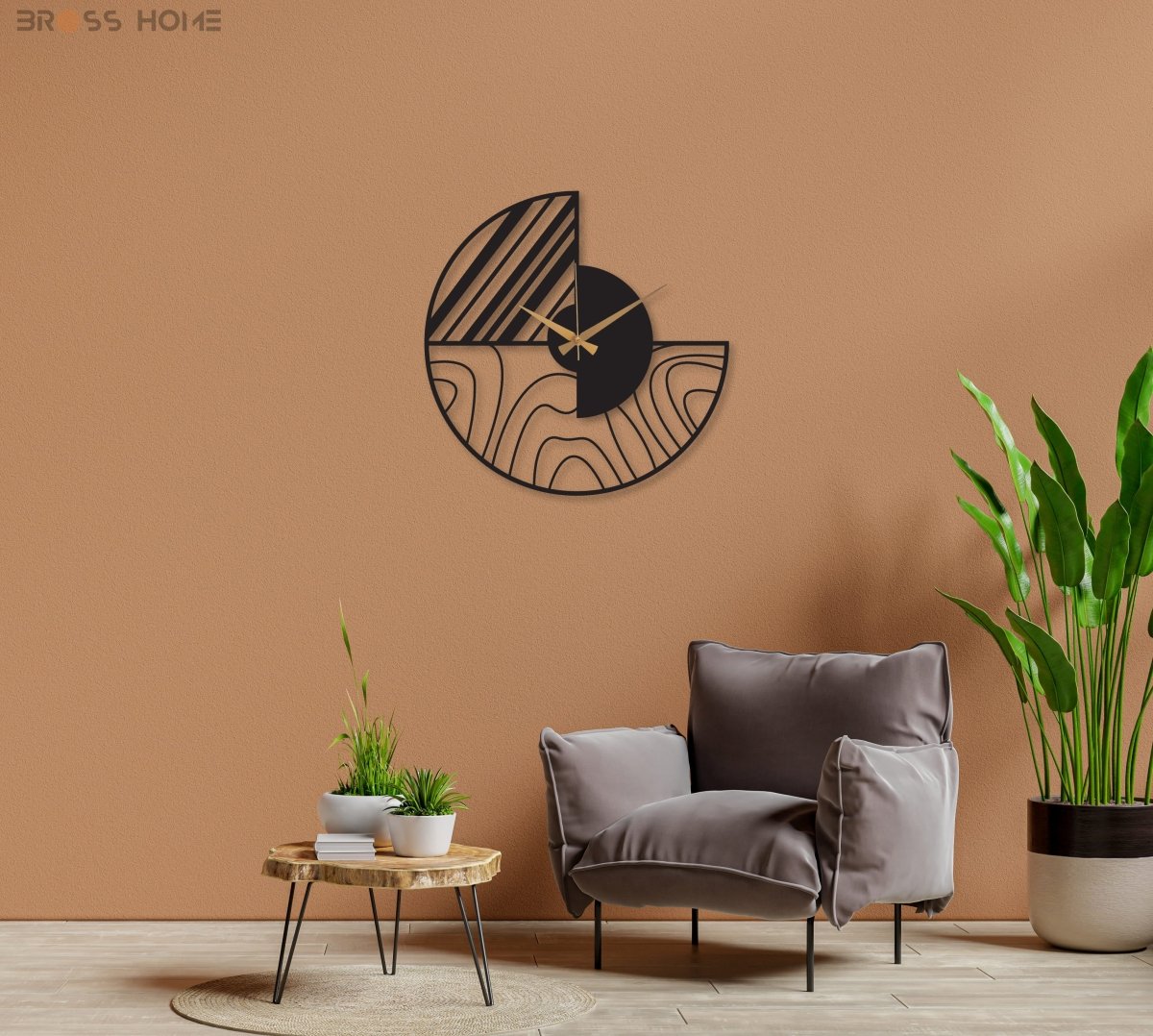 Large Minimalist Wall Clock - BrossHome Metal Wall Art