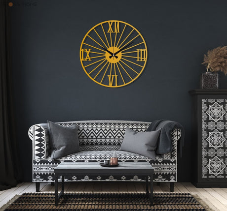 Large Roman Numeral Wall Clock - BrossHome Metal Wall Art