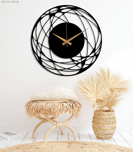 Large Round Metal Wall Clock - BrossHome Metal Wall Art