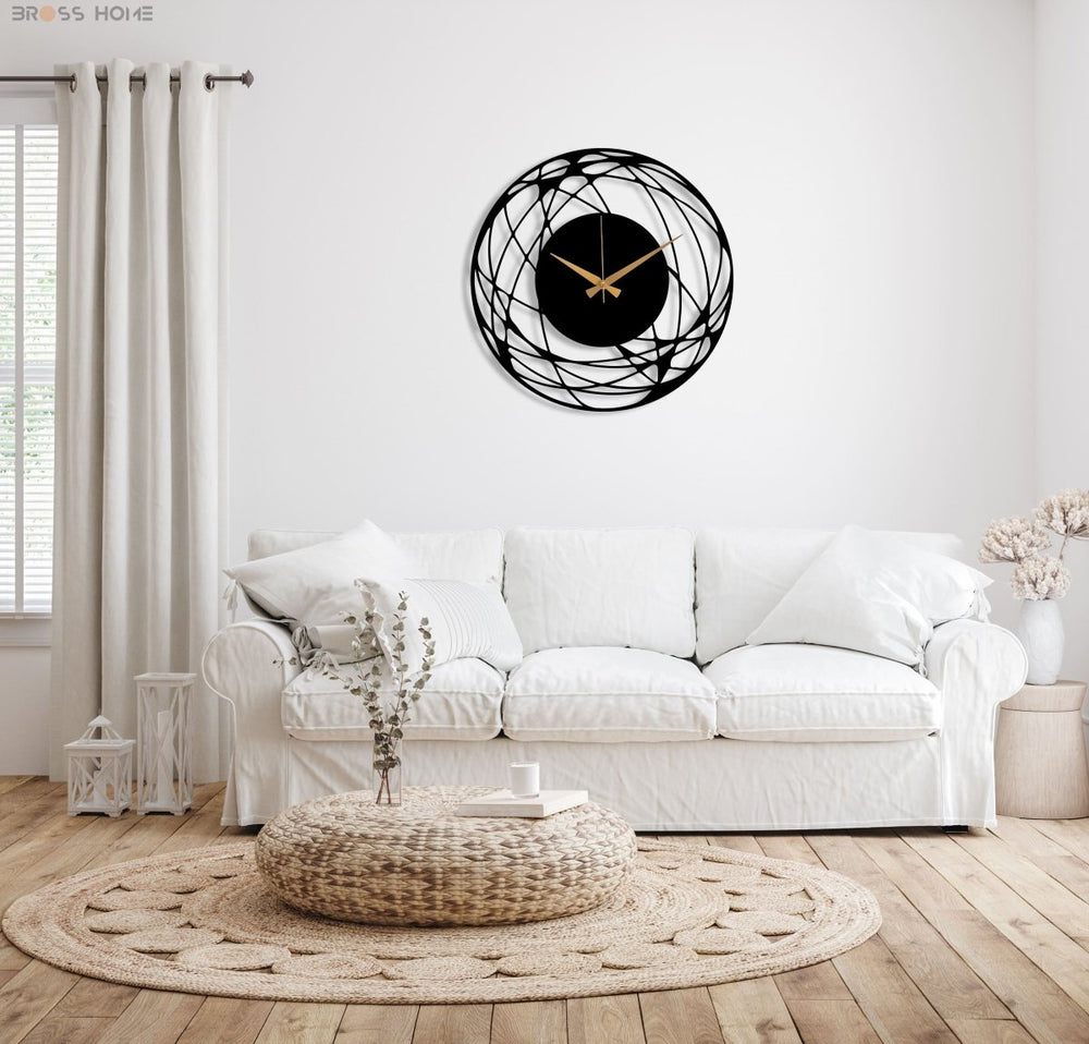 Large Round Metal Wall Clock - BrossHome Metal Wall Art