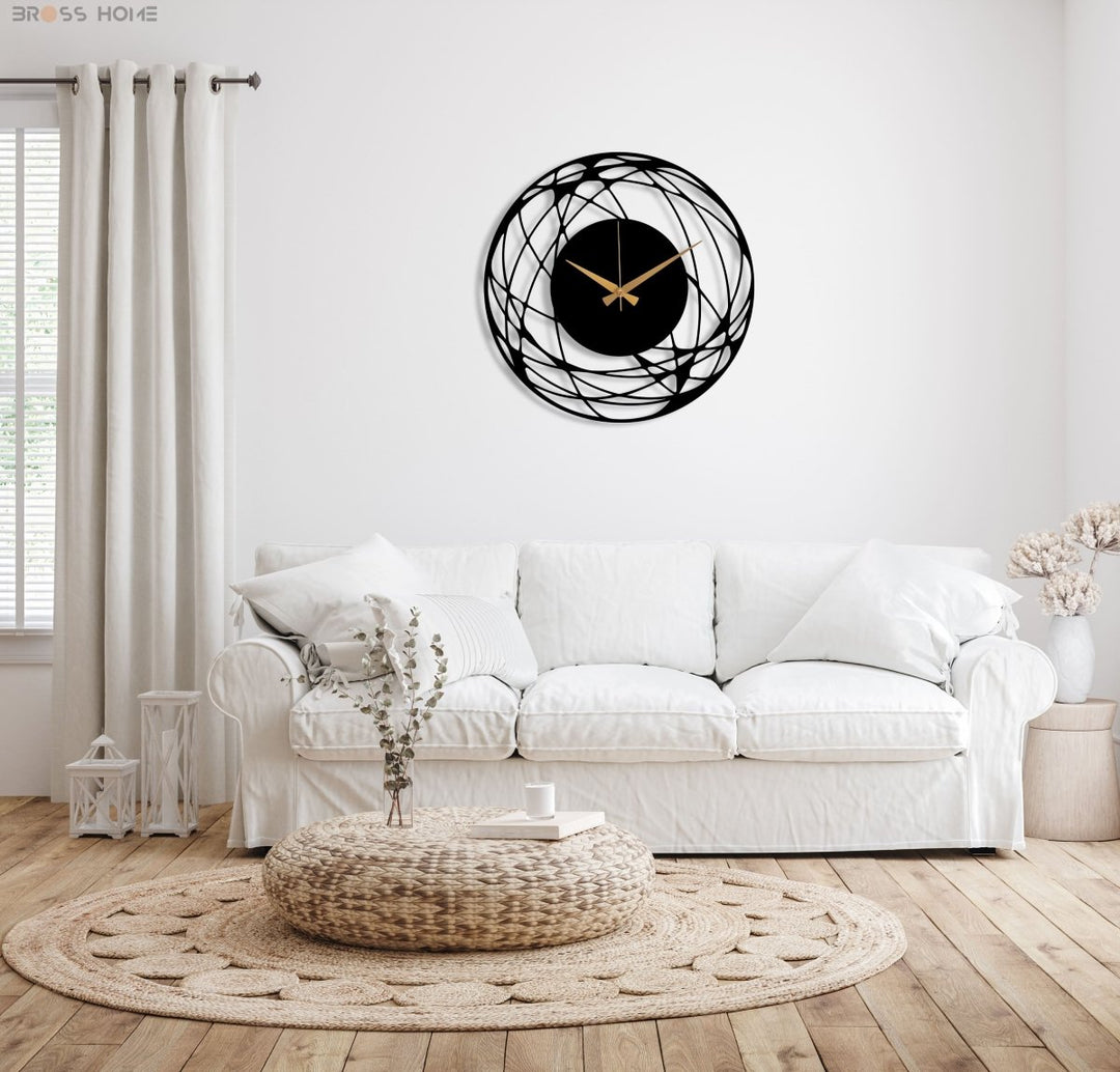 Large Round Metal Wall Clock - BrossHome Metal Wall Art