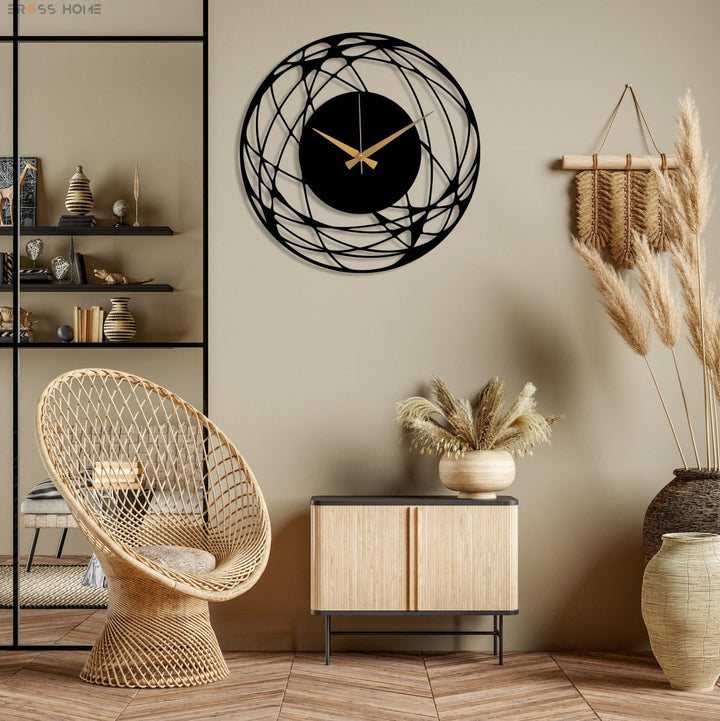 Large Round Metal Wall Clock - BrossHome Metal Wall Art