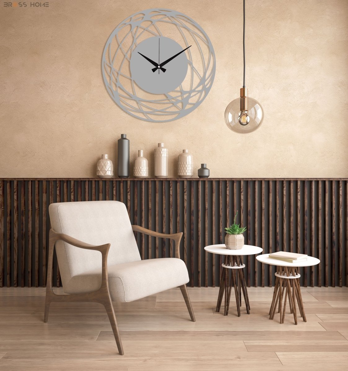 Large Round Metal Wall Clock - BrossHome Metal Wall Art