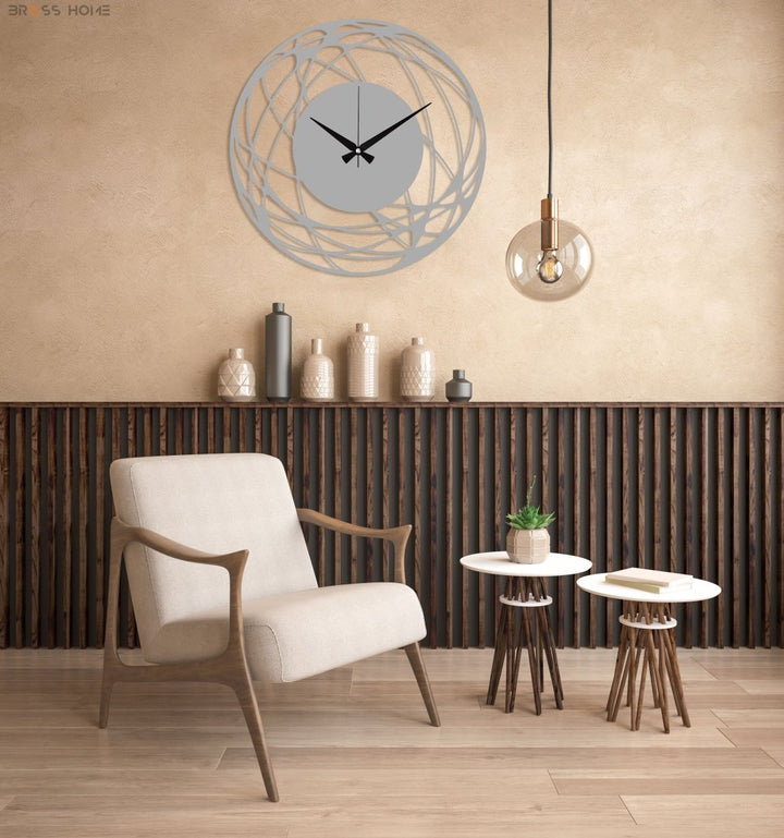 Large Round Metal Wall Clock - BrossHome Metal Wall Art