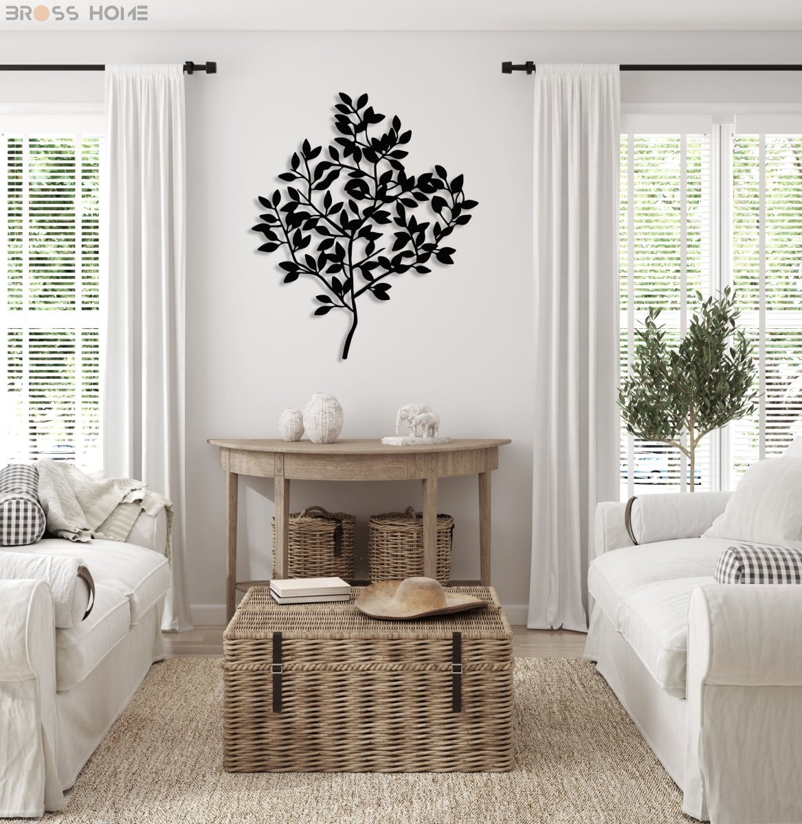 Living Room Metal Tree Wall Decor - BrossHome Metal Wall Art