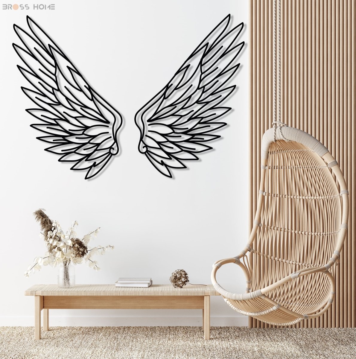 Metal Angel Wings Wall Decor (Set Of 2) - BrossHome Metal Wall Art