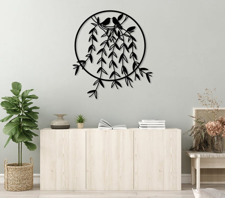 Metal Birds On Branch Wall Decor - BrossHome Metal Wall Art