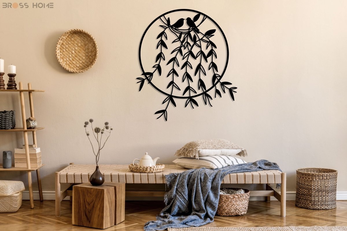 Metal Birds On Branch Wall Decor - BrossHome Metal Wall Art