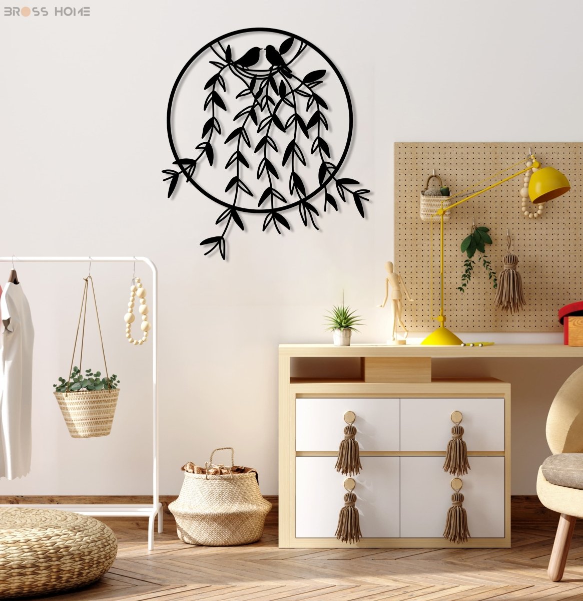Metal Birds On Branch Wall Decor - BrossHome Metal Wall Art