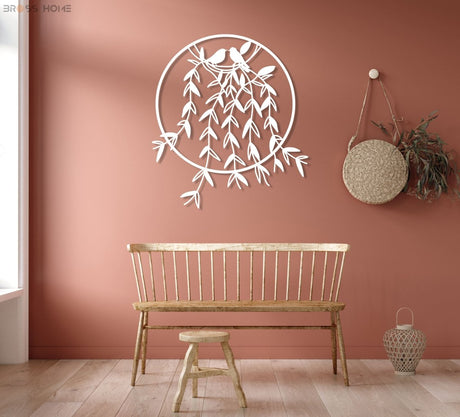 Metal Birds On Branch Wall Decor - BrossHome Metal Wall Art