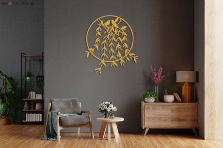 Metal Birds On Branch Wall Decor - BrossHome Metal Wall Art