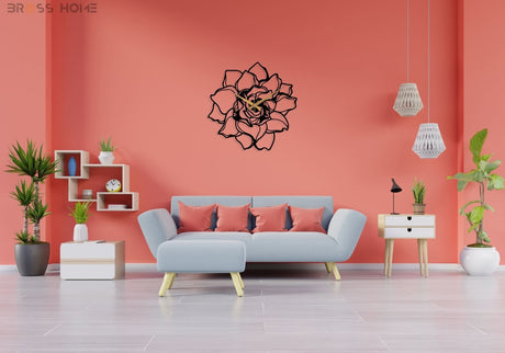 Metal Flower Wall Clock - BrossHome Metal Wall Art