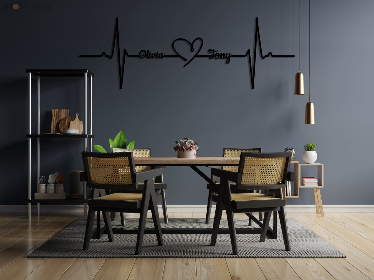 Metal Heartbeat Wall Decor - BrossHome Metal Wall Art