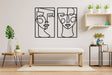 Metal Line Female Faces Wall Art (Set Of 2) - BrossHome Metal Wall Art