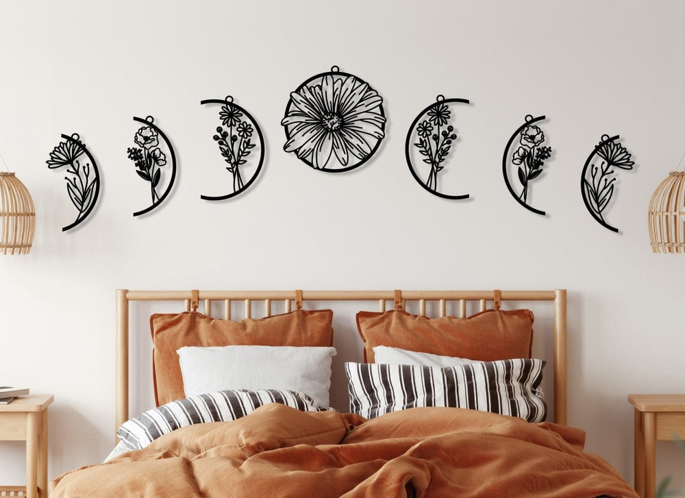 Metal Moon Phase Wall Decor - BrossHome Metal Wall Art