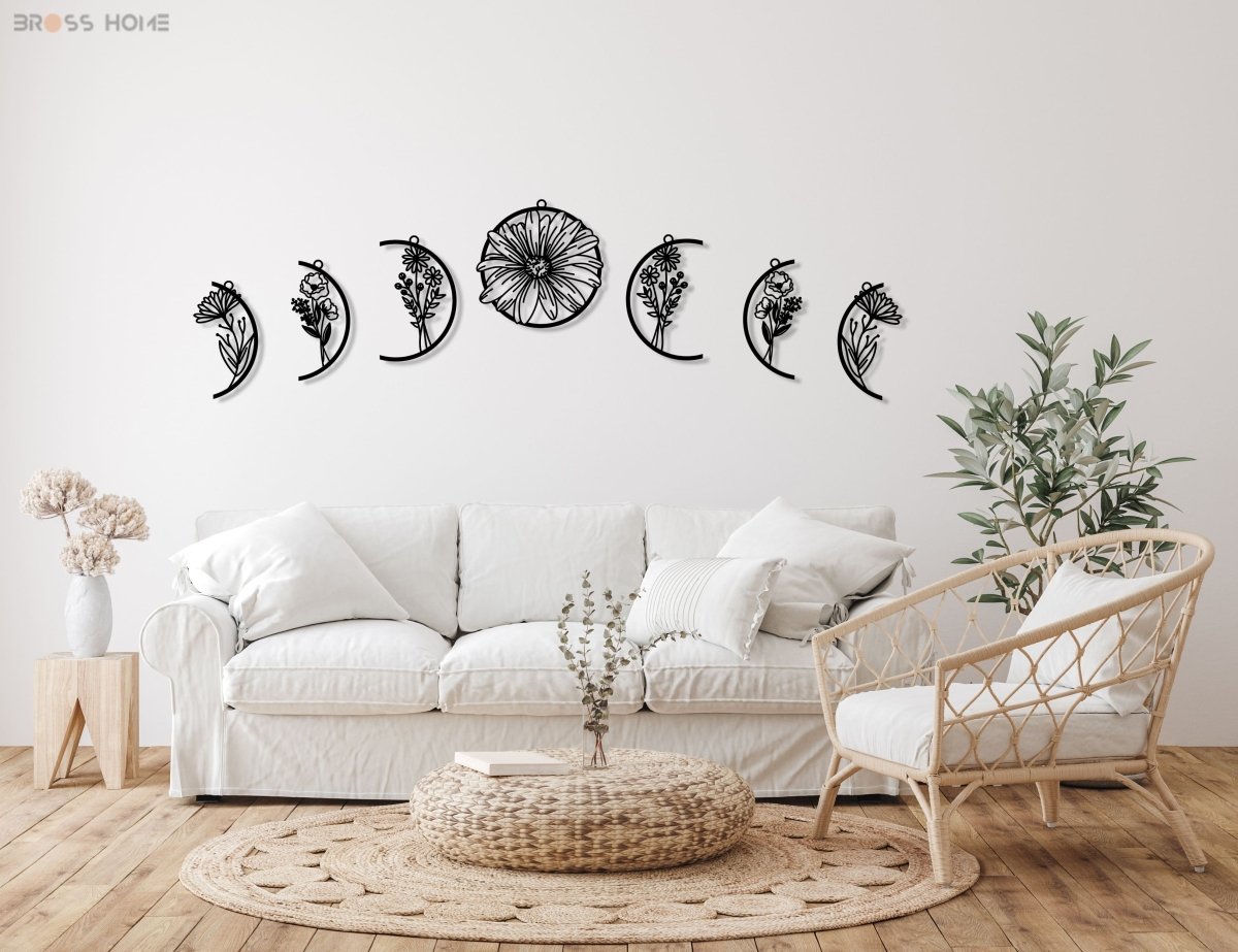 Metal Moon Phase Wall Decor - BrossHome Metal Wall Art