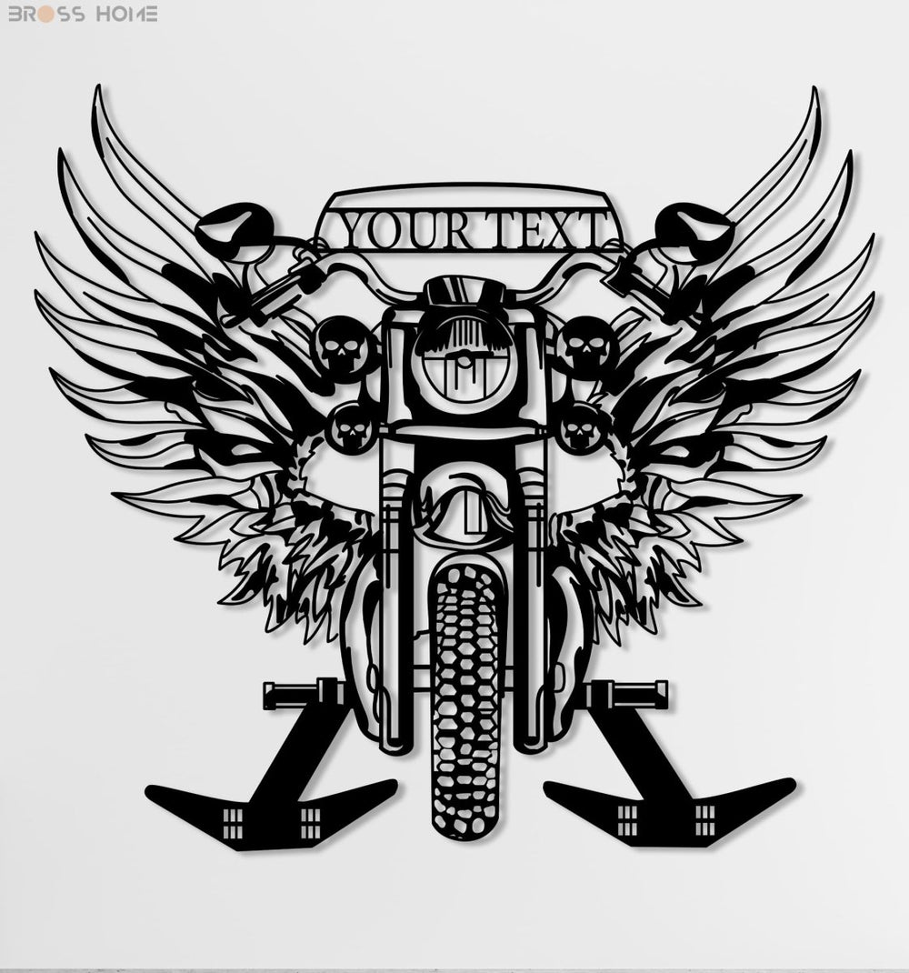 Metal Motorcycle Wall Art, Helmet Holder - BrossHome Metal Wall Art