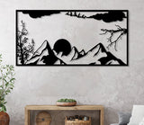 Metal Mountain And Sun Wall Art - BrossHome Metal Wall Art