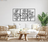 Metal Poppy Wall Decor Art (Set Of 3) - BrossHome Metal Wall Art